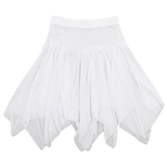 Юбка-сетка гимнастическая на кокетке с фигурным низом, размер 32, цвет белый