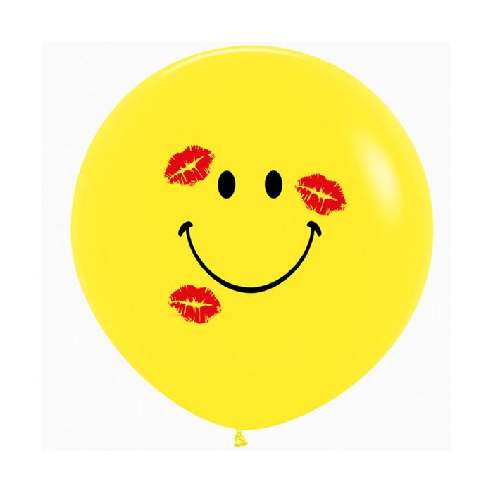 Шар латексный 36" "Смайл с поцелуями", набор 10 шт., цвет жёлтый