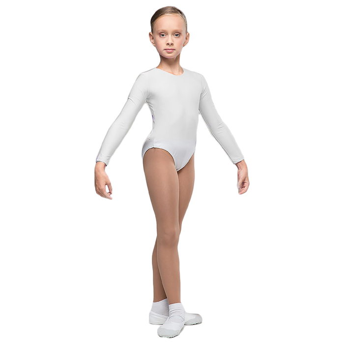 Костюм гимнастический "Силуэт", с длинным рукавом, размер 36, цвет белый