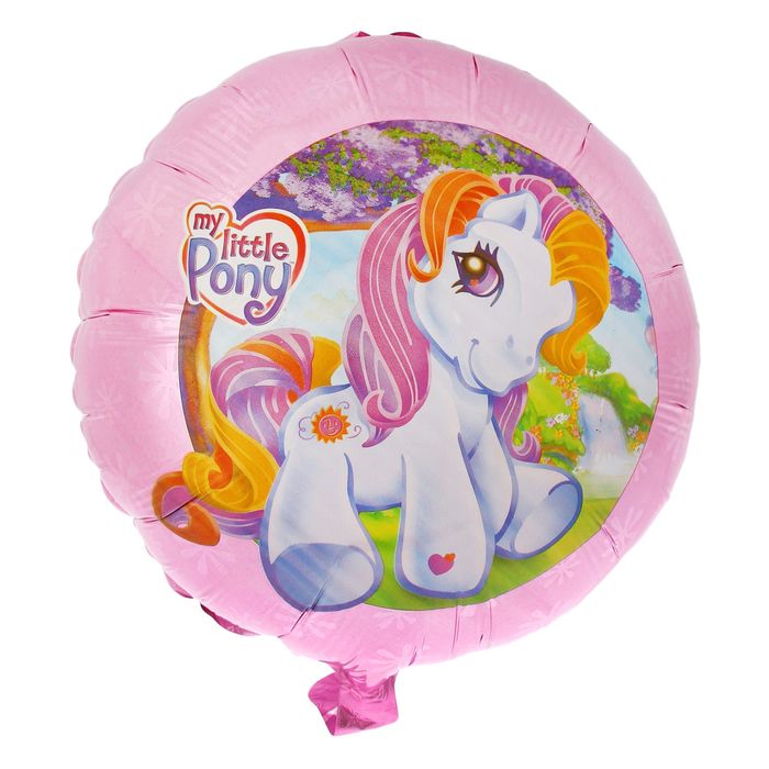 Шар фольгированный 18" "Пони на розовом", круг