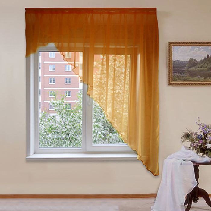 Штора для кухни "Солнышко" со шторной лентой, ширина 300 см, высота 180 см, цвет бежевый