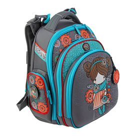 

Рюкзак каркасный Hummingbird TK 37 х 32 х 18 см, мешок, для девочки, «Девочка», серый/голубой