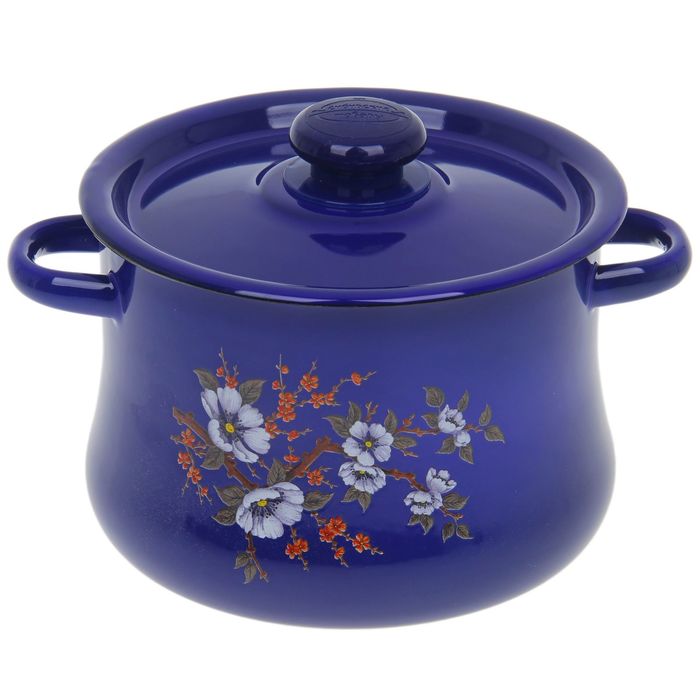 Кастрюля грушевидная 4 л, с пластмассовой ручкой, цвет кобальтовый