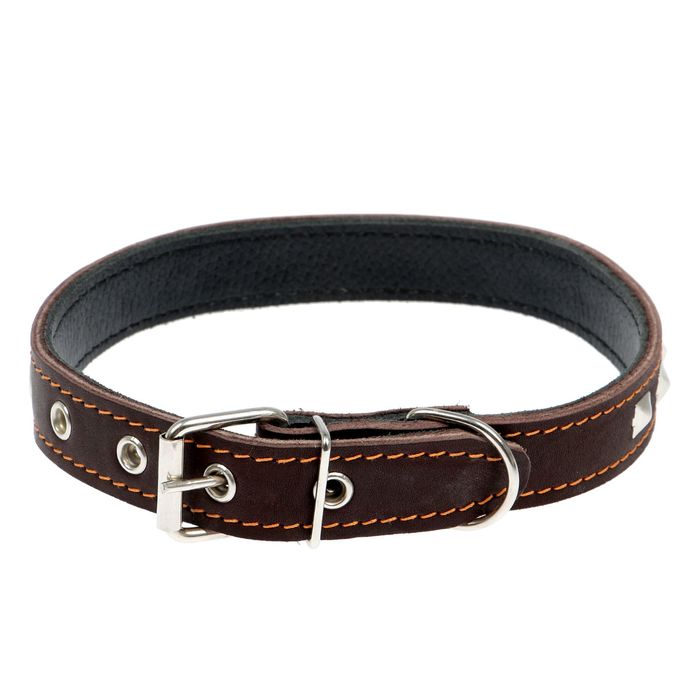 Ошейник кожаный №25 двухслойный, украшенный, 50 х 2,5 см МИКС ВИДОВ