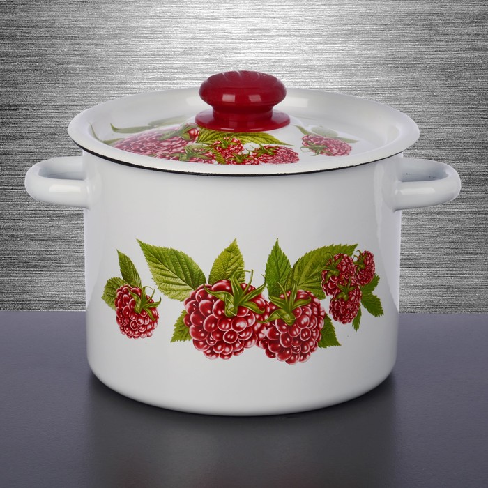 Кастрюля цилиндрическая 3,5 л "Розы", с пластмассовой ручкой