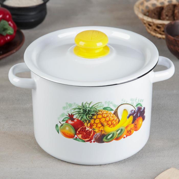 Кастрюля цилиндрическая 3,5 л с пластмассовой ручкой, цвет светлый МИКС