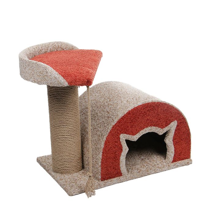 Комплекс "Котомагия" с круглым домиком, когтеточкой и лежанкой, 60 х 40 х 50 см, микс