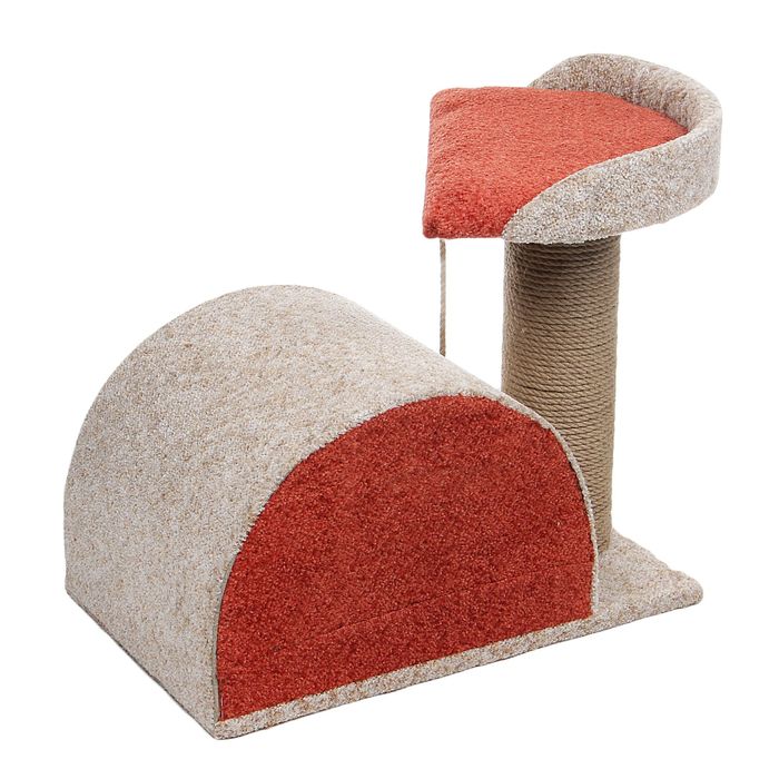 Комплекс "Котомагия" с круглым домиком, когтеточкой и лежанкой, 60 х 40 х 50 см, микс
