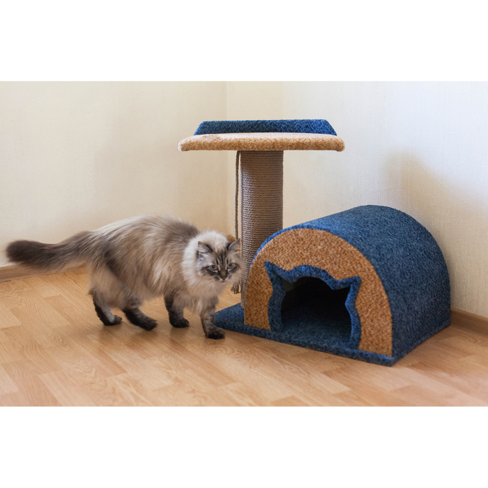 Комплекс "Котомагия" с круглым домиком, когтеточкой и лежанкой, 60 х 40 х 50 см, микс