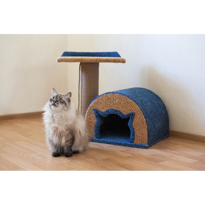 Комплекс "Котомагия" с круглым домиком, когтеточкой и лежанкой, 60 х 40 х 50 см, микс