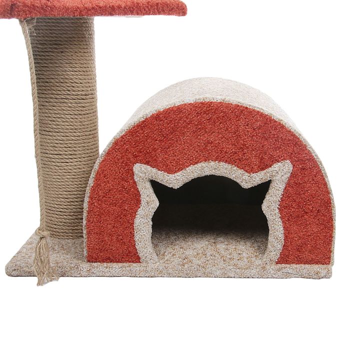 Комплекс "Котомагия" с круглым домиком, когтеточкой и лежанкой, 60 х 40 х 50 см, микс