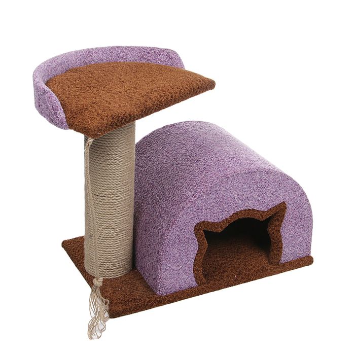 Комплекс "Котомагия" с круглым домиком, когтеточкой и лежанкой, 60 х 40 х 50 см, микс