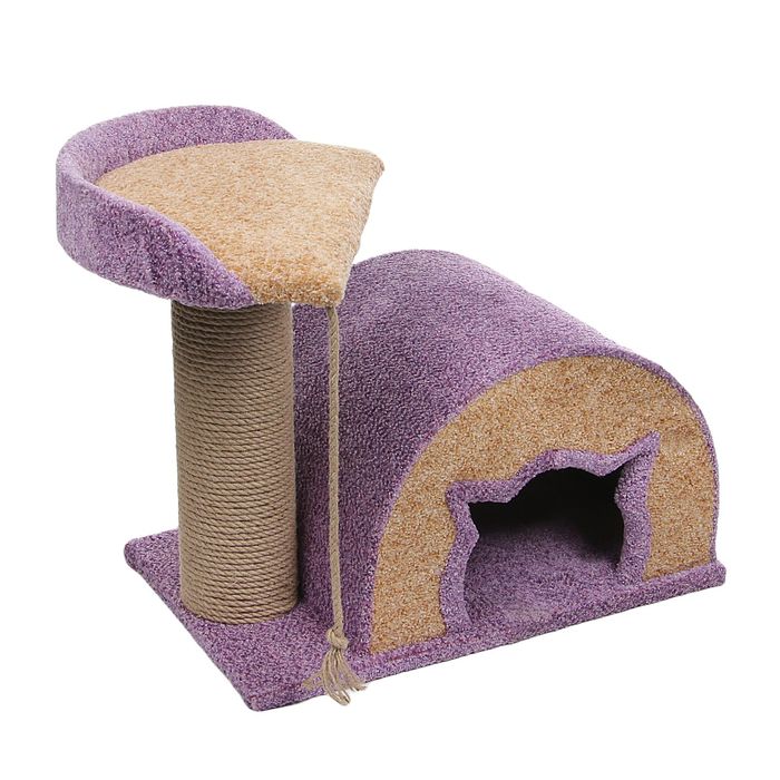 Комплекс "Котомагия" с круглым домиком, когтеточкой и лежанкой, 60 х 40 х 50 см, микс