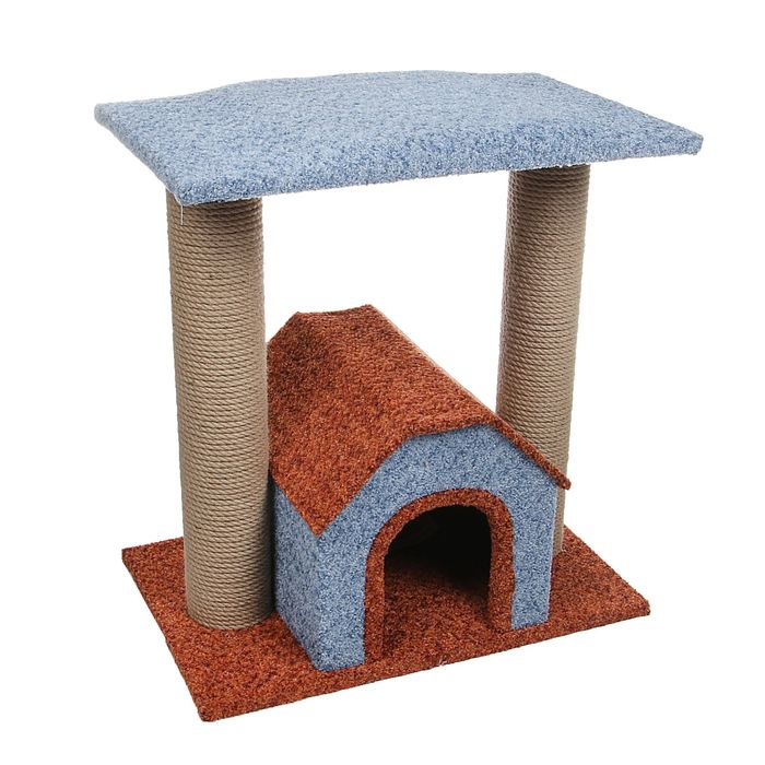 Комплекс "Рандеву" с домиком, площадкой и двумя когтеточками, 60 х 40 х 60 см