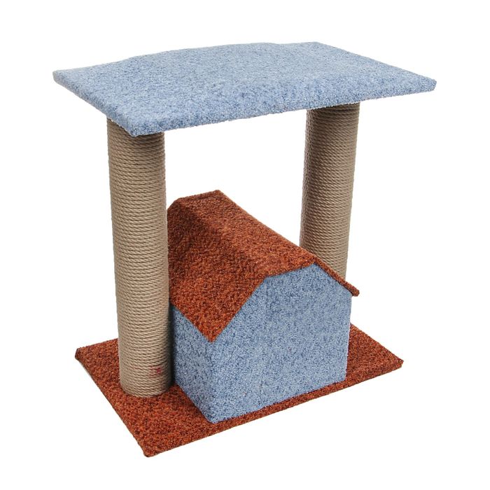 Комплекс "Рандеву" с домиком, площадкой и двумя когтеточками, 60 х 40 х 60 см