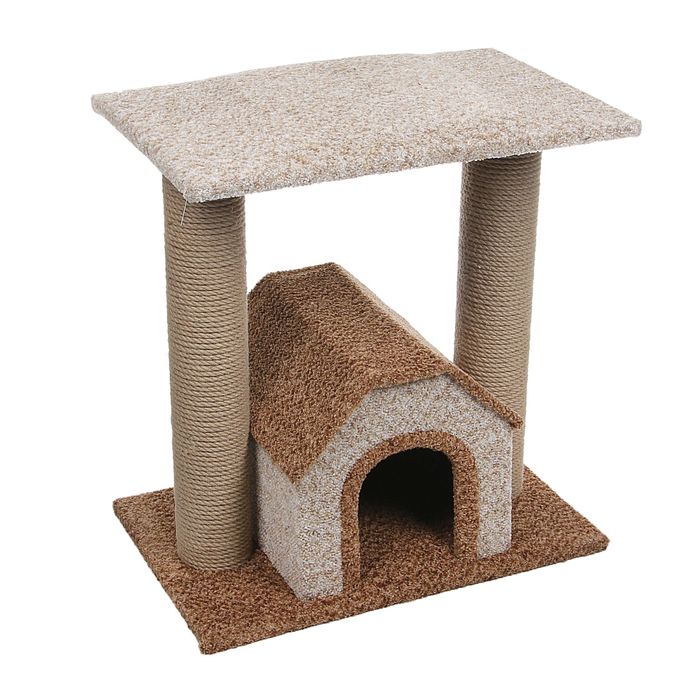 Комплекс "Рандеву" с домиком, площадкой и двумя когтеточками, 60 х 40 х 60 см