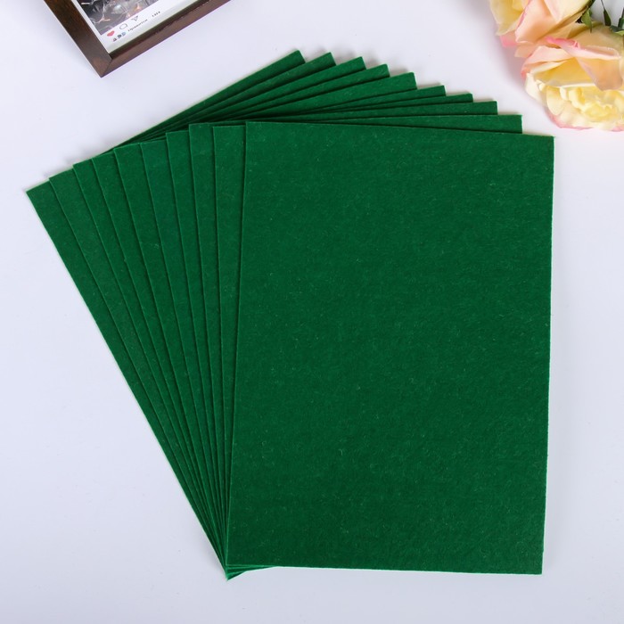 Фетр листовой "Астра" зелёный, мягкий, 1 мм, 20х30 см, 10 листов
