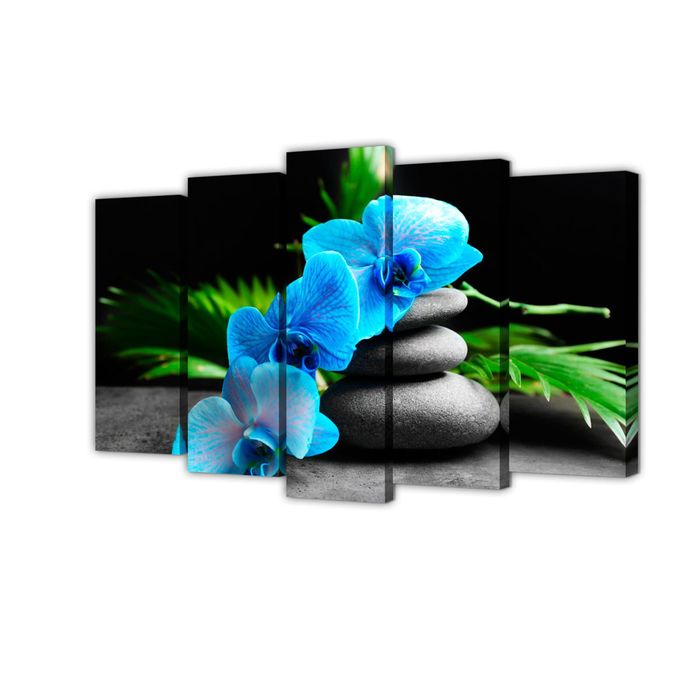 Картина модульная на подрамнике Голубой цветок 2-63*25, 2-71*25, 1-80*25; 125*80см