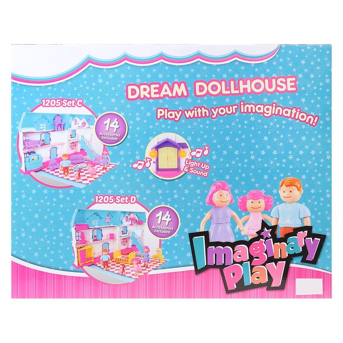 Дом для кукол "Весёлая семейка" с мебелью, лестницей, фигурками, световые и звуковые эффекты