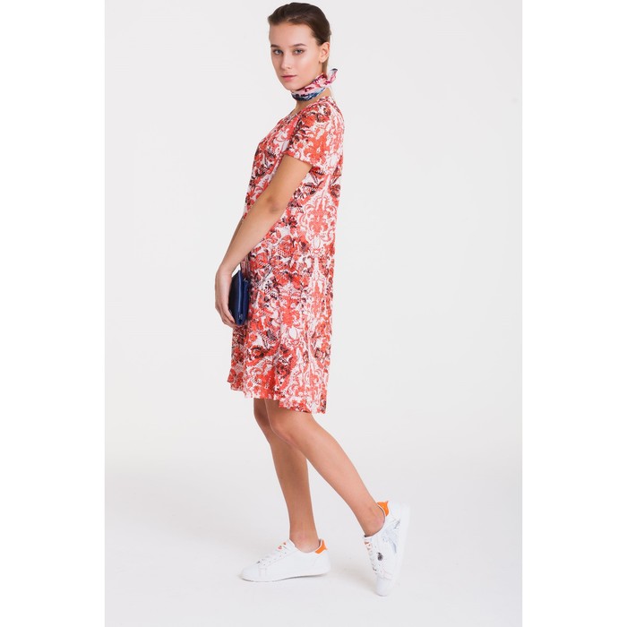 Платье, размер 48, рост 164 см, цвет кремовый/красный/чёрный (арт. 4766)