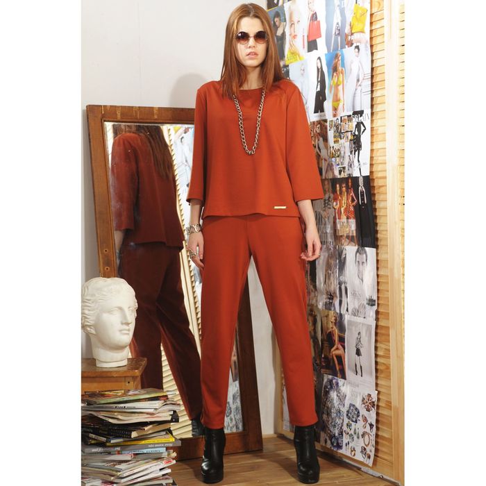 Брюки, размер 46, рост 164 см, цвет кирпичный (арт. 4730)