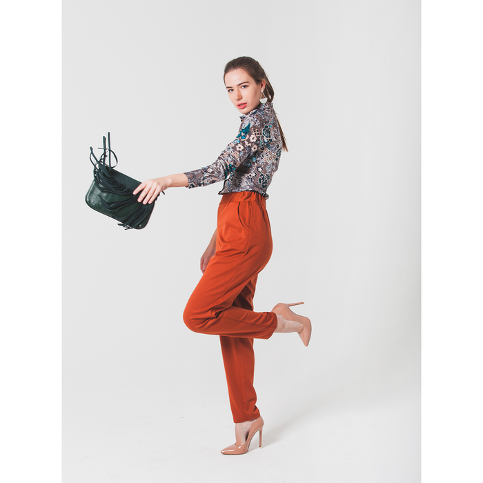 Брюки, размер 48, рост 164 см, цвет кирпичный (арт. 4730)