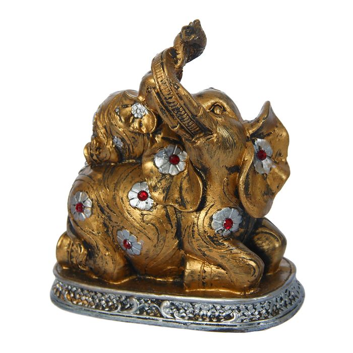 Сувенир "Слон со слонёнком" малый, стразы