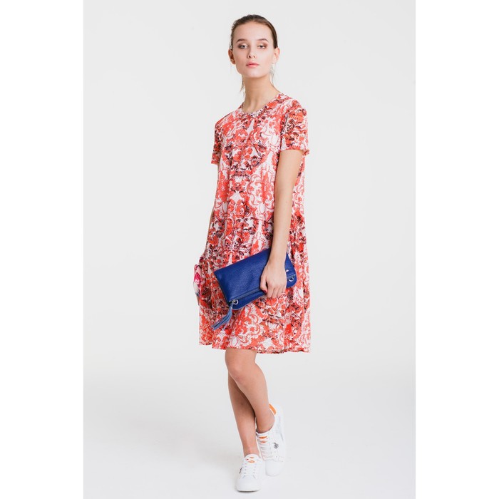 Платье, размер 44, рост 164 см, цвет кремовый/красный/чёрный (арт. 4766)