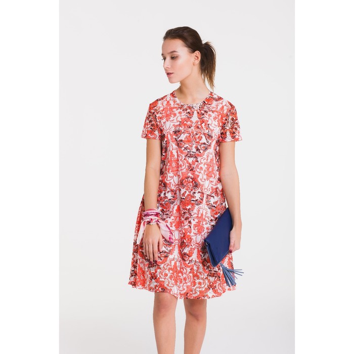 Платье, размер 44, рост 164 см, цвет кремовый/красный/чёрный (арт. 4766)