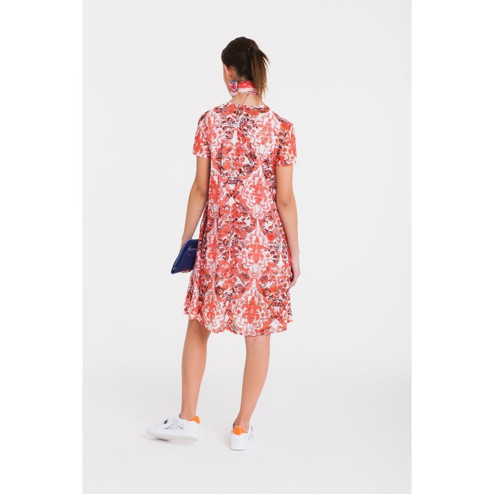 Платье, размер 44, рост 164 см, цвет кремовый/красный/чёрный (арт. 4766)