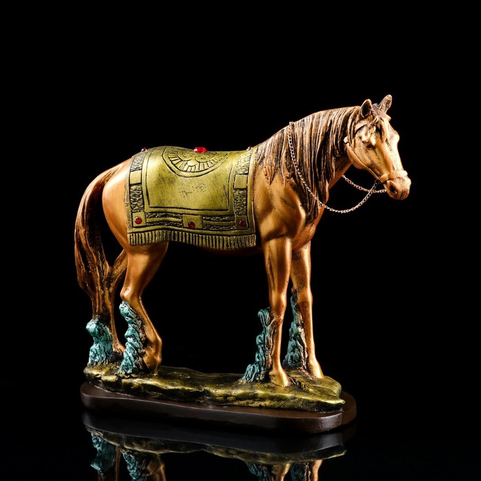 Статуэтка "Конь", бронзовый цвет, гипс, 31х11х27см, микс