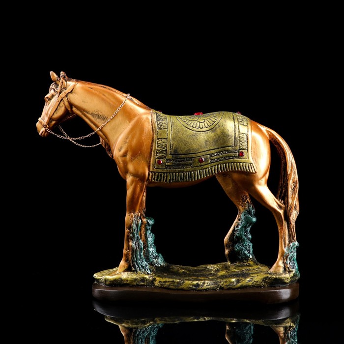 Сувенир "Конь", золото-серебро, стразы