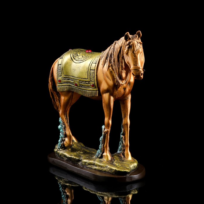 Сувенир "Конь", золото-серебро, стразы