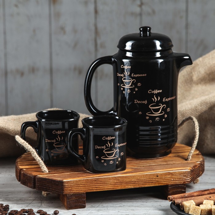 Чайный набор 3 предмета, заварник 1 л, кружки 150 мл