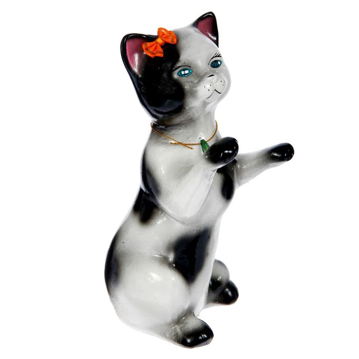 Копилка "Кот-попрошайка" глянец, чёрно-белая