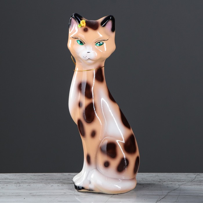 Копилка "Кэтти" малая, глянец, бежевый леопард