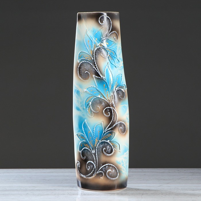 Ваза напольная "Ника" шамот, цветы, микс