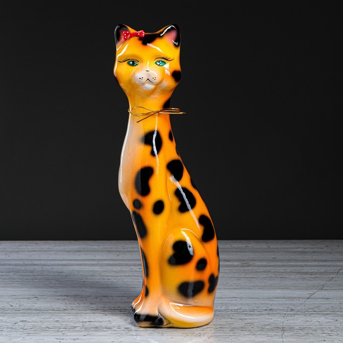 Копилка "Камилла" средняя, глянец, оранжевый леопард, микс