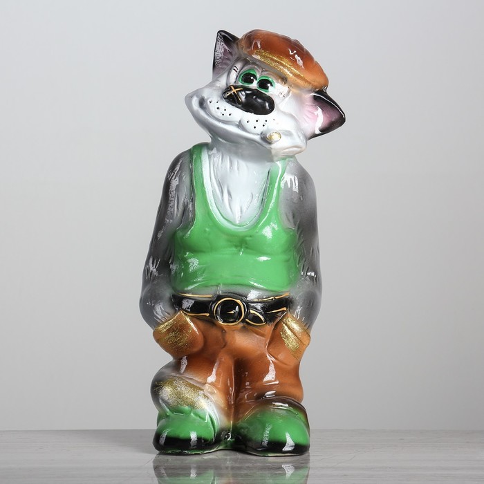 Копилка "Кот фраер" глянец, серый, микс