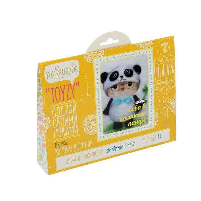 Набор для создания картины "Сова в костюме панды", А4