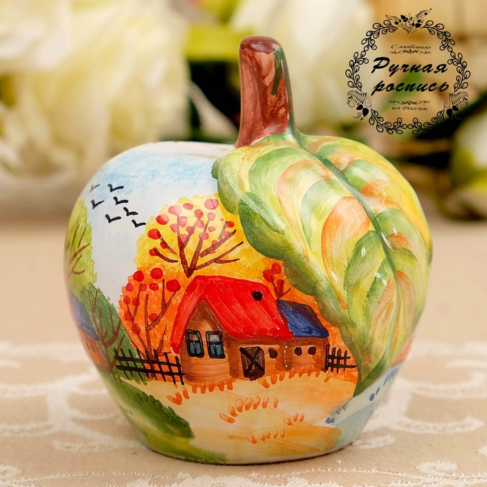 Колокольчик «Яблоко», 4 сезона, 5×5×9 см, ярославская майолика