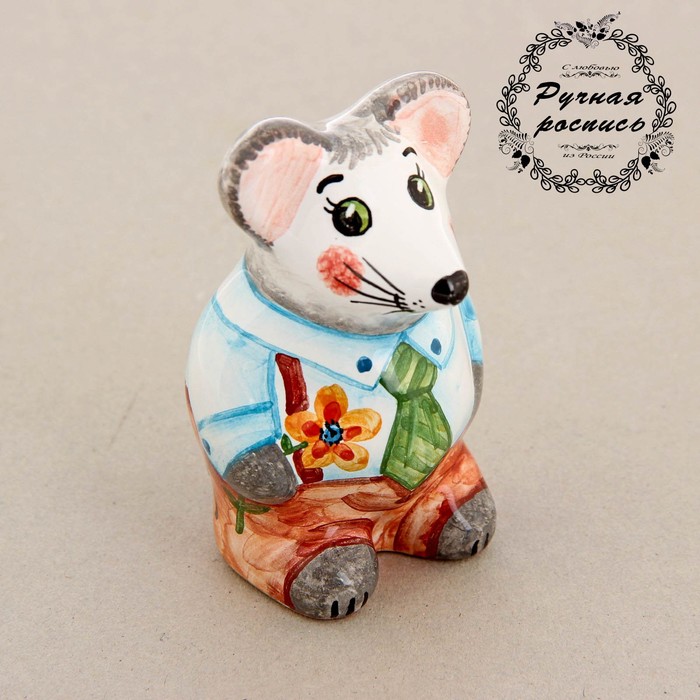 Сувенир «Мышка», 5х5х8 см, ярославская майолика