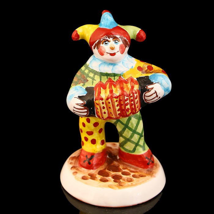 Сувенир «Клоун с гармошкой», 10,5 см, ярославская майолика микс