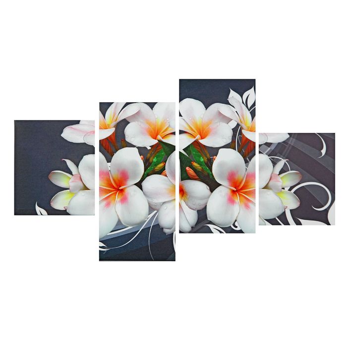 Модульная картина на подрамнике "Загадочный цветок", 2 шт. — 30×37 см, 2 шт. — 30×62 см, 120×62 см