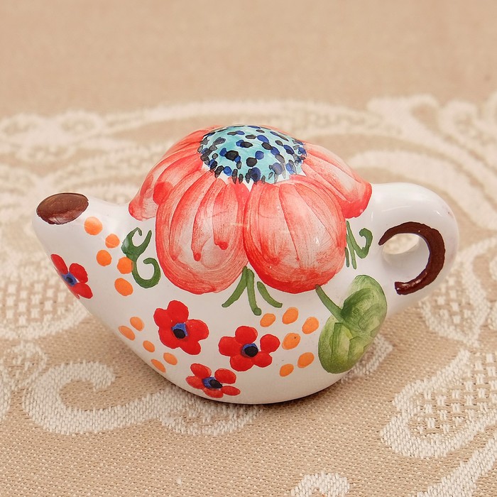 Сувенир «Кот с мячиком», 6×3×5 см, ярославская майолика