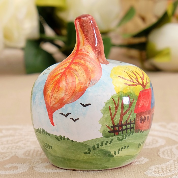 Сувенир «Яблоко», лето, мини, 6,5×6,5×7,5 см, ярославская майолика