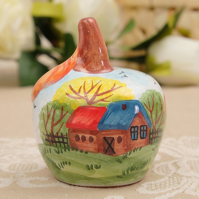 Сувенир «Яблоко», лето, мини, 6,5×6,5×7,5 см, ярославская майолика