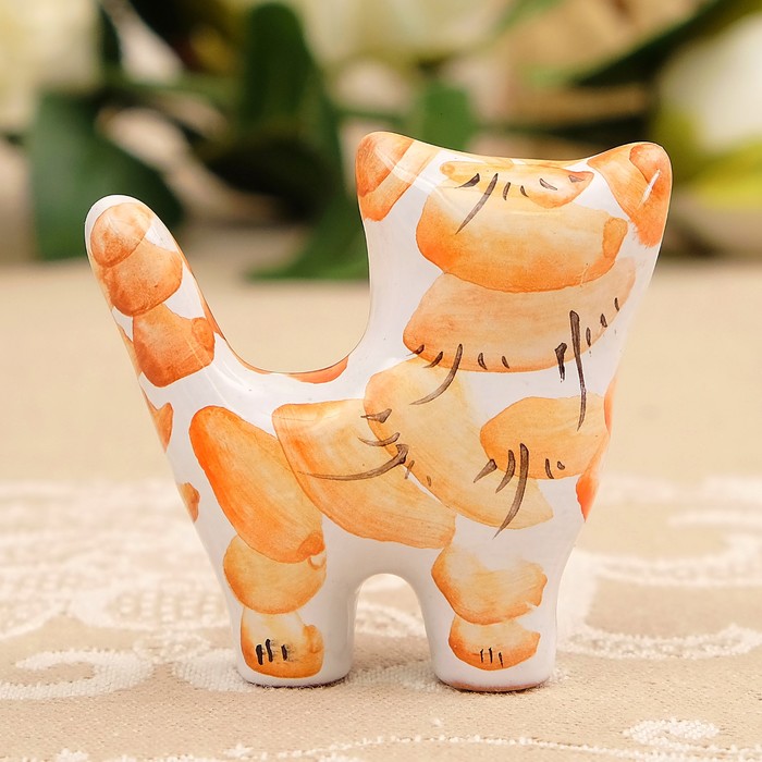 Сувенир «Котик-хвост трубой», 5,5×3×5,5 см, ярославская майолика
