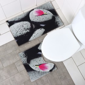 Набор ковриков для ванны и туалета Доляна «Камни», 2 шт: 40×45, 45×75 см от Сима-ленд