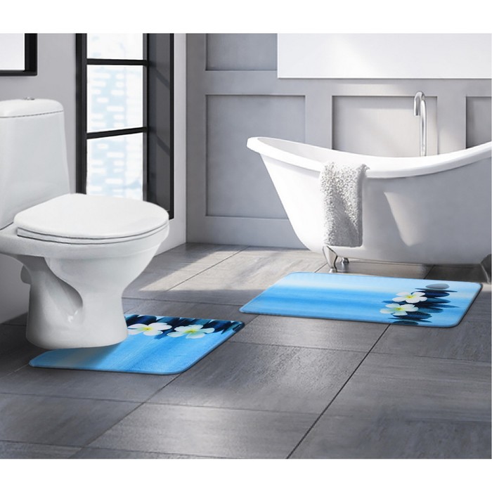 Набор ковриков для ванной и туалета "Дзен" 2 шт, дизайн МИКС